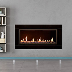 Apex Fires Cirrus X1 HE Black Glass Pebble Hole in the Wall Inset Gas Fire
