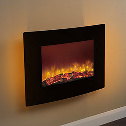 Flare by Be Modern Fires Quattro Curved electric hang on the wall fire