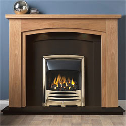 Gallery Fireplaces Allerton Oak Wooden Fireplace with Black Granite Suite