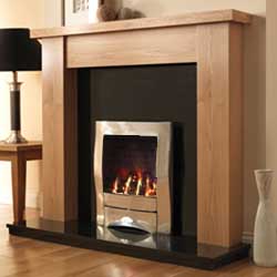 Pure Glow Stanford 48 Full Depth Gas Oak Fireplace Suite